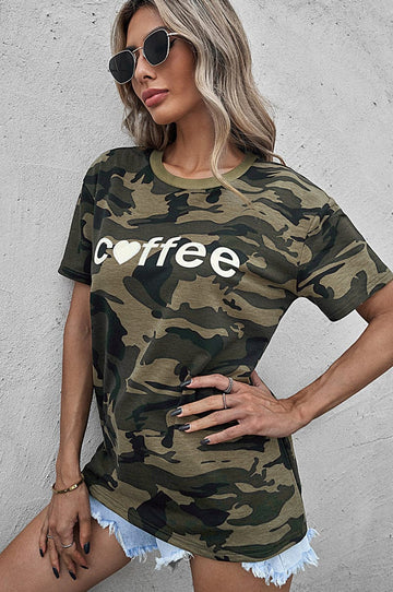 Aromel Apparel Graphic tee Green / S Coffee Graphic Camo Tee