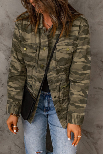 Aromel Apparel Jackets Camouflage / S Outerwear-Camouflage Snap Down Jacket