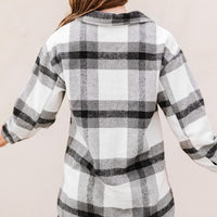 Aromel Apparel Jackets Outerwear-Plaid Dropped Shoulder Pocket Shacket