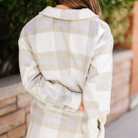 Aromel Apparel Jackets Outerwear-Plaid Dropped Shoulder Pocket Shacket