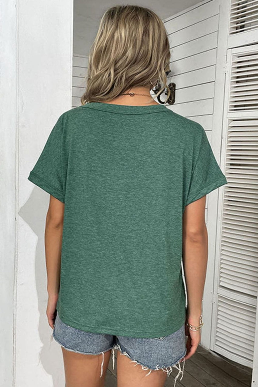 Aromel Apparel Shirts & Tops Buttoned Short Sleeve V-Neck T-Shirt