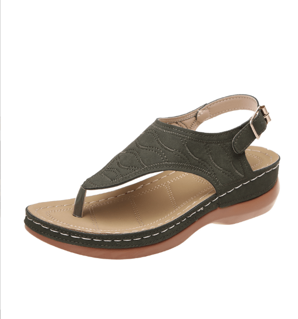 Aromel Apparel Shoes Army Green / 4 Shoes-Roman Style Buckle Sandals