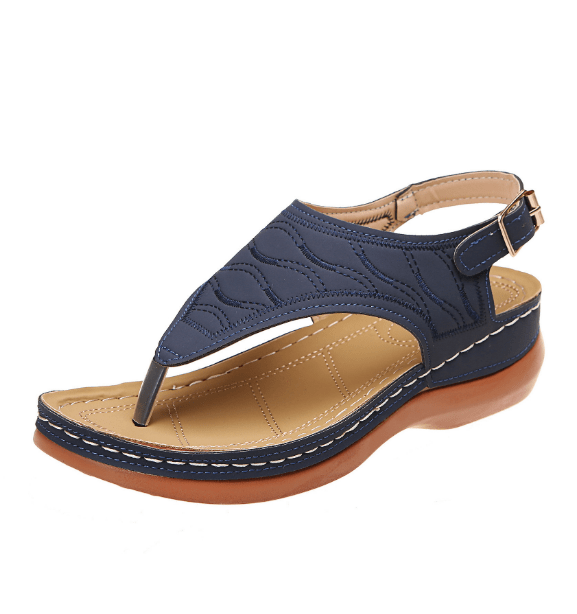 Aromel Apparel Shoes Dark Blue / 4 Shoes-Roman Style Buckle Sandals