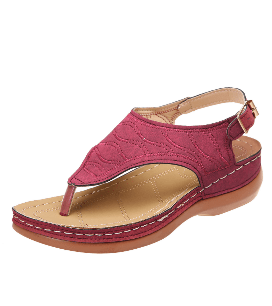 Aromel Apparel Shoes Red / 4 Shoes-Roman Style Buckle Sandals