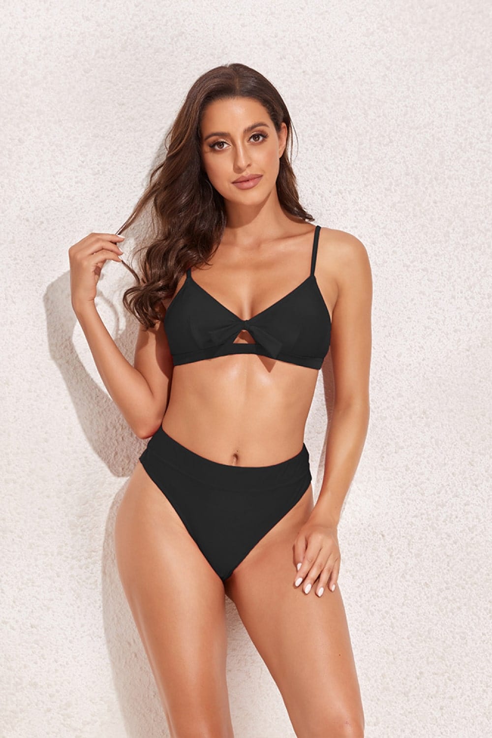 Aromel Apparel swimwear Black / S Bow Detail Two-Piece Bikini Set