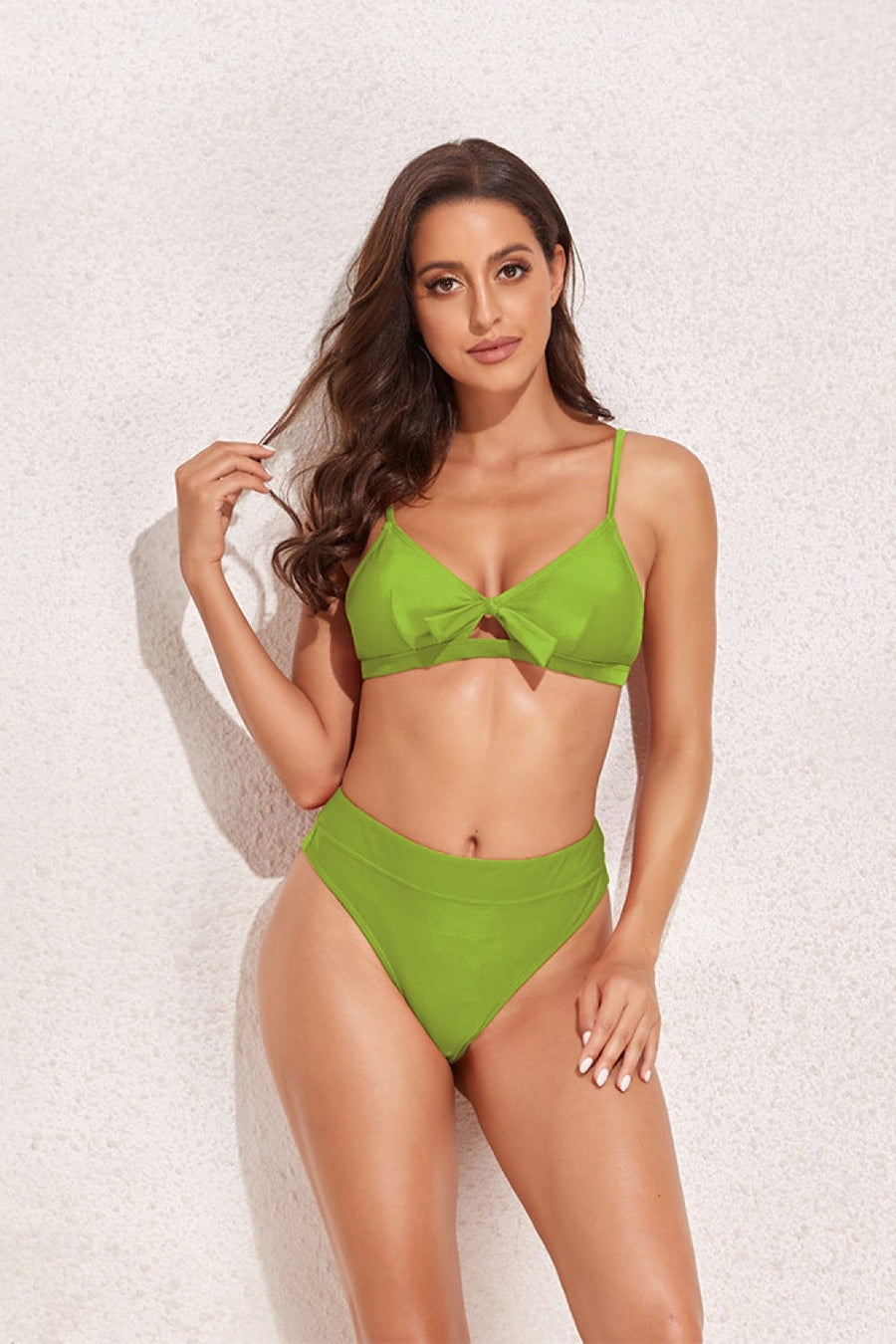 Aromel Apparel swimwear Green / S Bow Detail Two-Piece Bikini Set