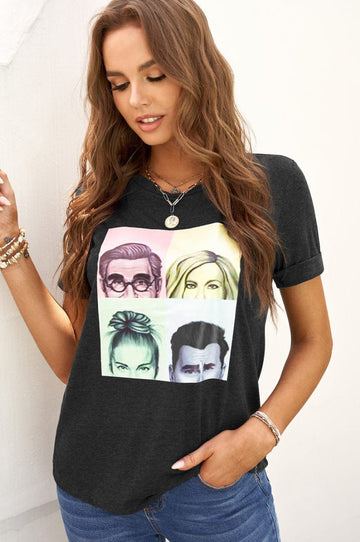 Aromel Apparel Top Gray / 2XL Top-Portraits Graphic Print Tee