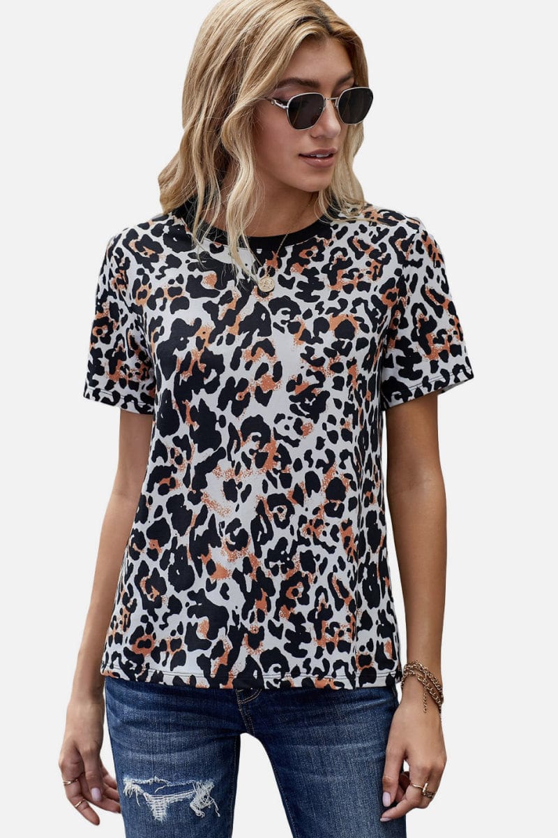 Aromel Apparel Tops Leopard Print T-Shirt