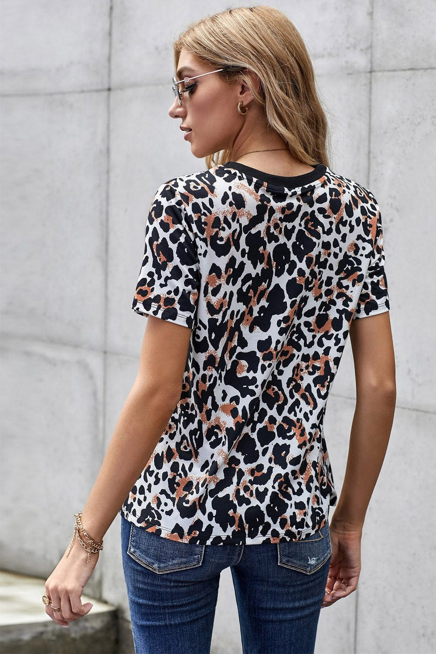 Aromel Apparel Tops Leopard Print T-Shirt