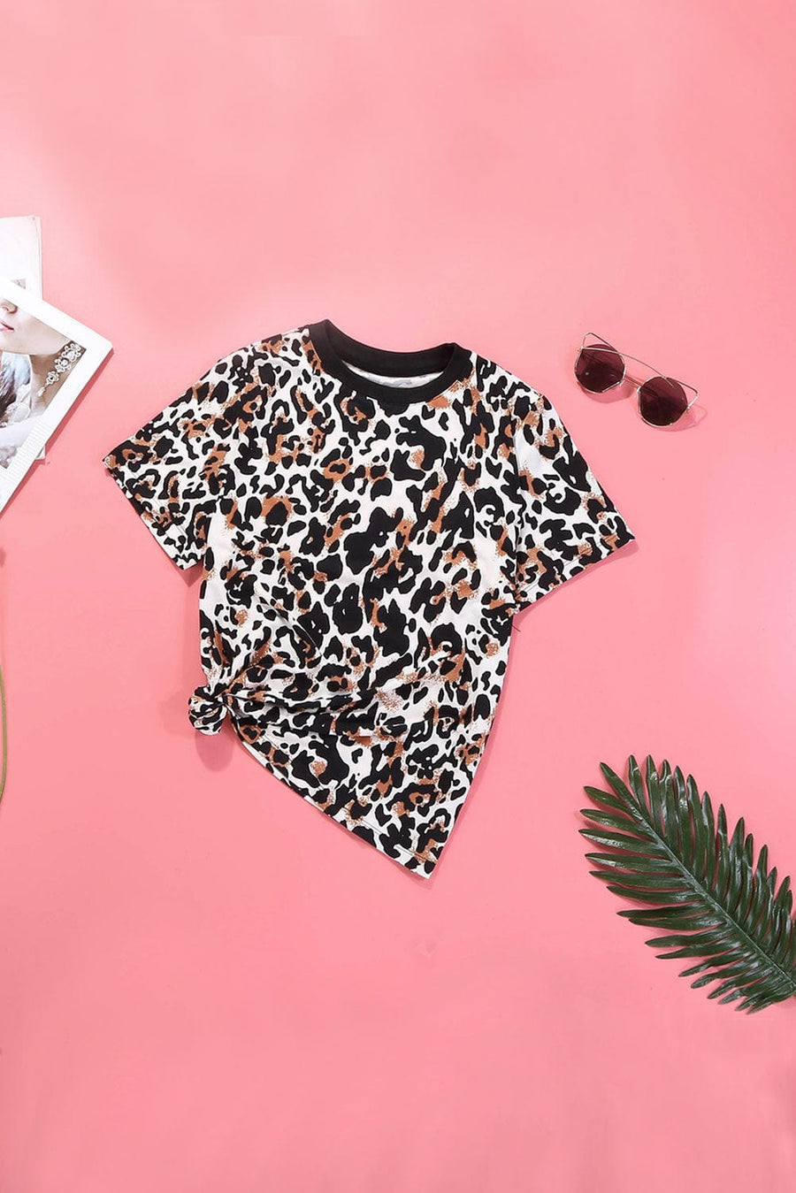 Aromel Apparel Tops Leopard Print T-Shirt