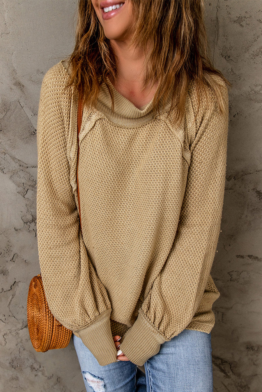 Exposed Seam Slit Tunic Sweater