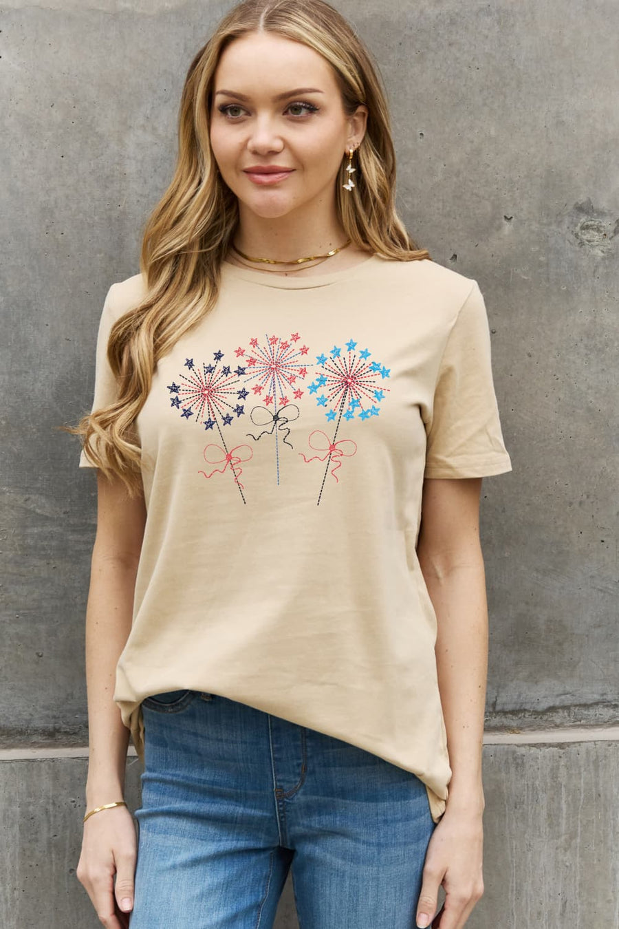 Simply Love Full Size Fireworks Graphic Cotton Tee