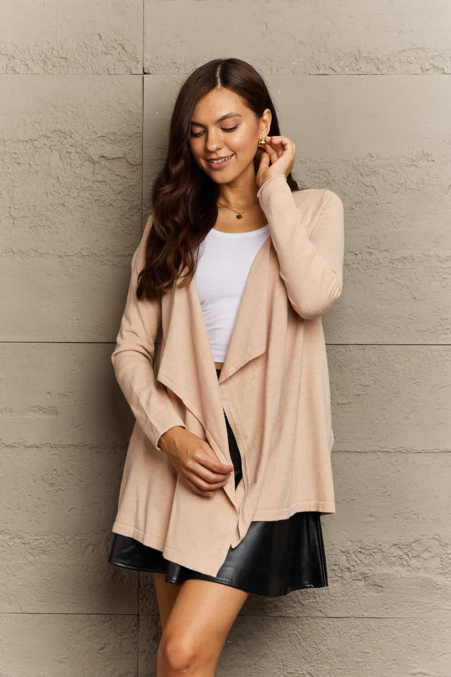 Ninexis Open Front Long Sleeve Cardigan