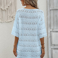 Openwork V-Neck Mini Knit Dress