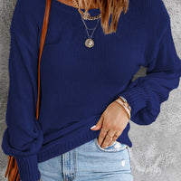 Tied Balloon Sleeve Round Neck Sweater