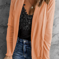 Long Sleeve Ribbed Hem Open Front Longline Cardigan