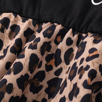 Girls Leopard Graphic Handkerchief Hem Spliced Dress