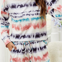 Tie-Dye Dropped Shoulder Lounge Set