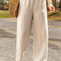 Drawstring Waist Straight Leg Pants