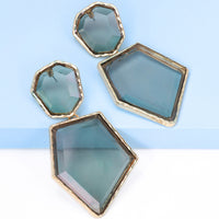 Geometrical Shape Zinc Alloy Frame Resin Dangle Earrings