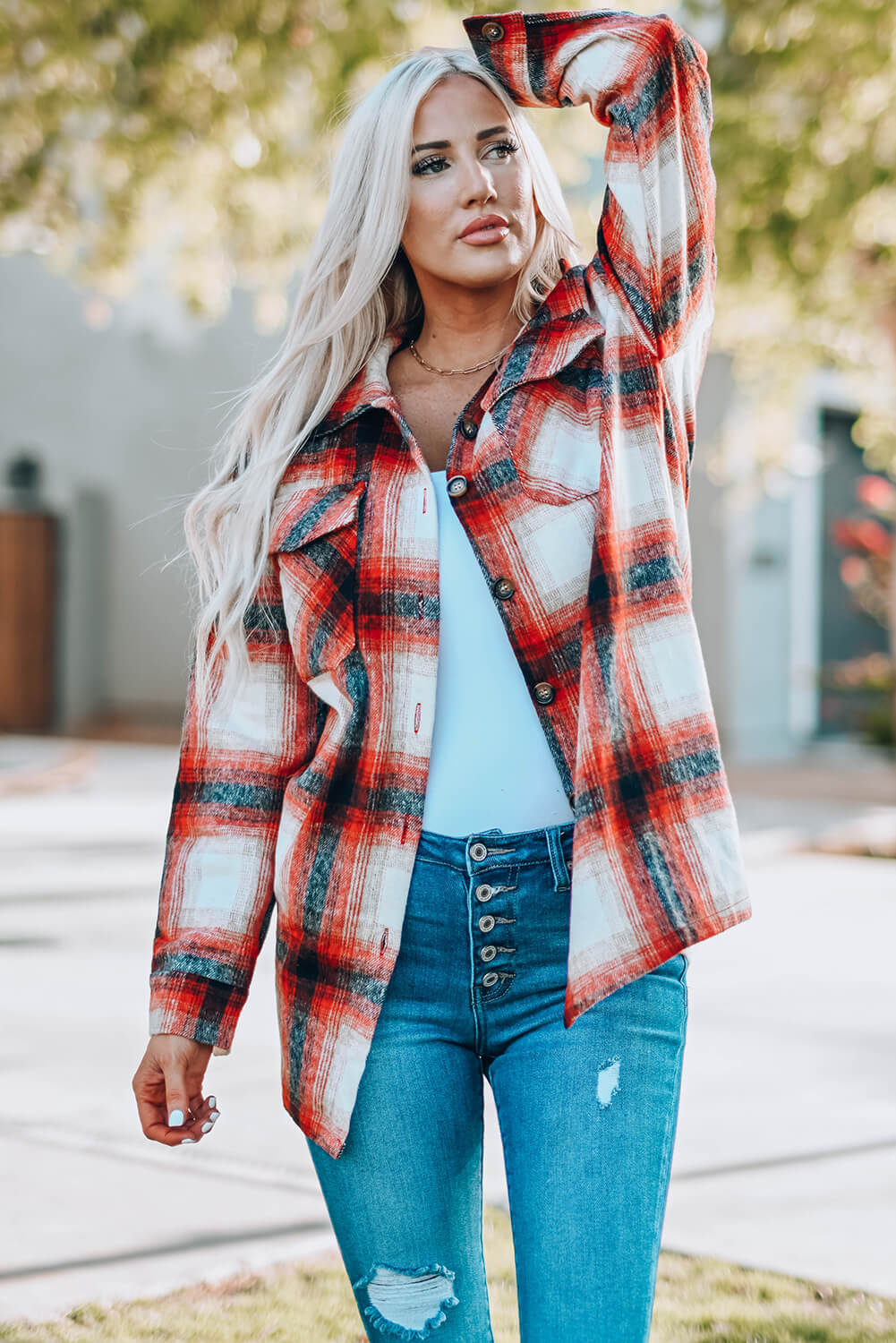 Plaid Button Up Shacket