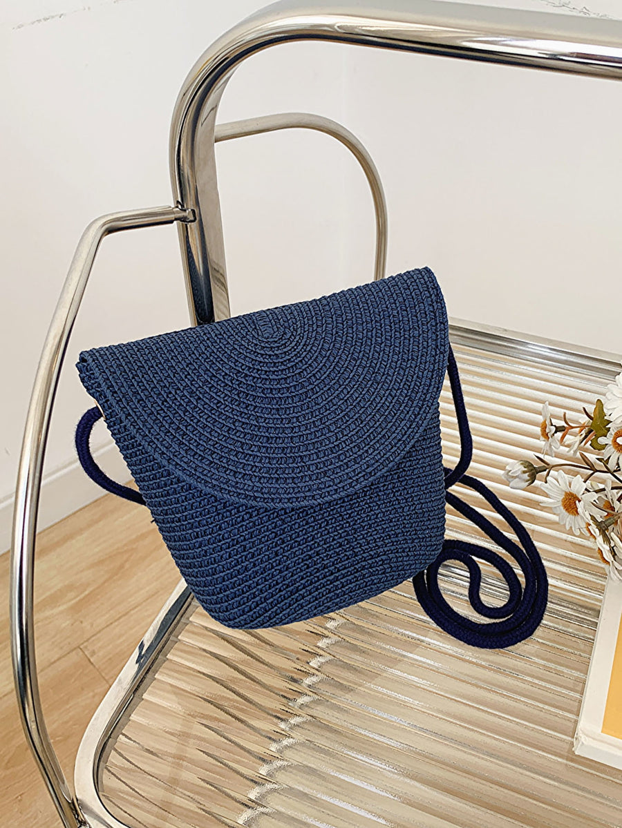 Textured navy shoulder bag