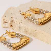 18K Gold Plated Inlaid Cubic Zirconia Earrings