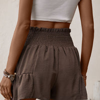 Tie Front Smocked Waist Shorts