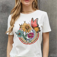 Simply Love Full Size Flower & Butterfly Graphic Cotton Tee