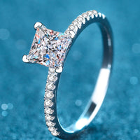 Rhodium-Plated 2 Carat Moissanite Four-Prong Ring