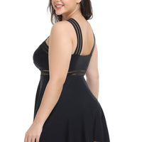 Plus Size Handkerchief-Hem Swim Dress and Bottoms Set