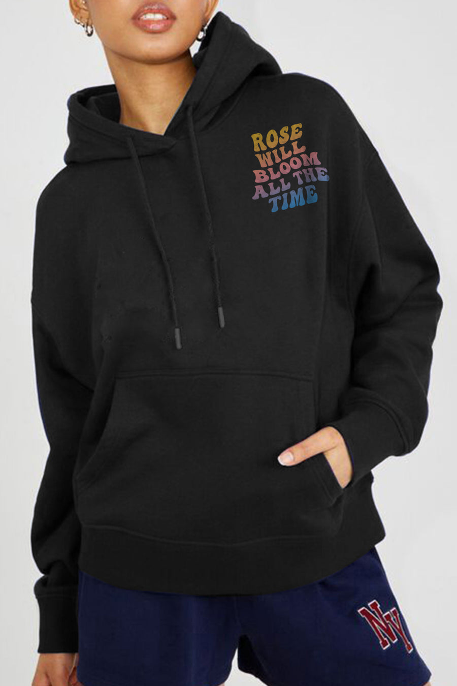 Simply Love Simply Love Full Size Dropped Shoulder ROSE WILL BLOOM ALL THE TIME Graphic Hoodie