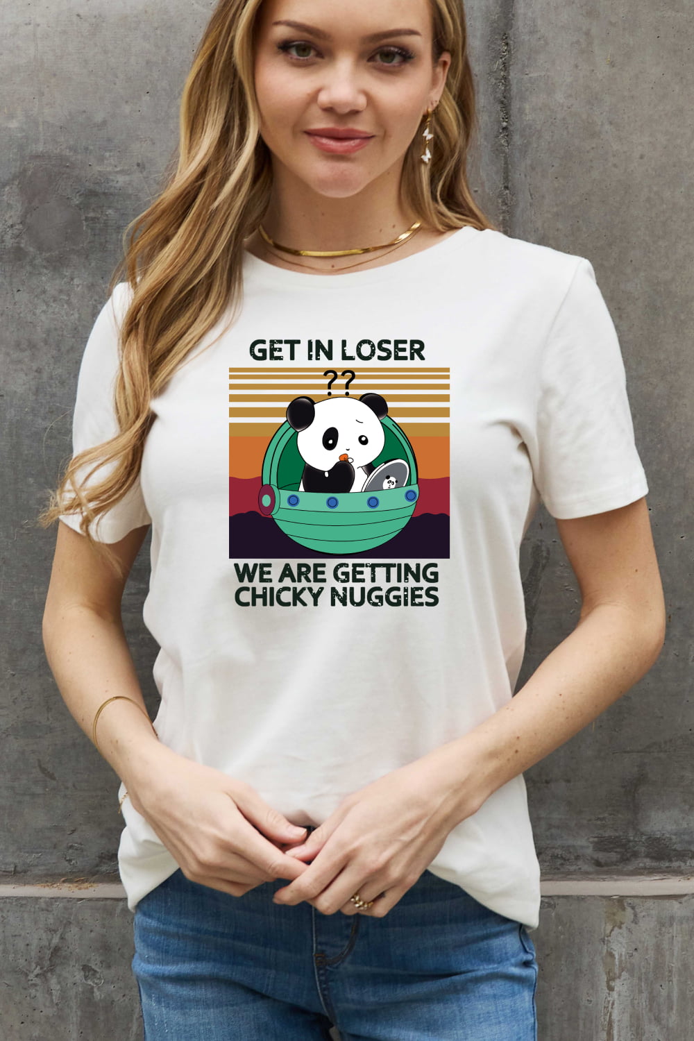 Simply Love Full Size GET IN LOSER WE ARE GETTING CHICKY NUGGIES Graphic Cotton Tee