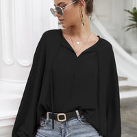 Tie Neck Balloon Sleeve Blouse