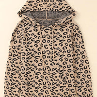 Leopard Print Drawstring Hooded Sweater