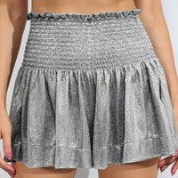 Glitter Smocked High-Waist Shorts