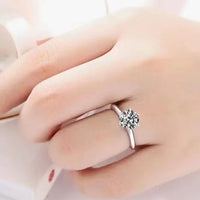 925 Sterling Silver 3 Carat Moissanite 6-Prong Ring