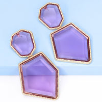 Geometrical Shape Zinc Alloy Frame Resin Dangle Earrings