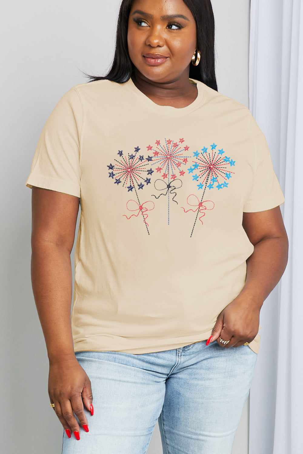 Simply Love Full Size Fireworks Graphic Cotton Tee