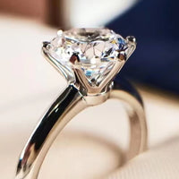 925 Sterling Silver 3 Carat Moissanite 6-Prong Ring