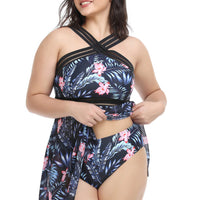 Plus Size Handkerchief-Hem Swim Dress and Bottoms Set