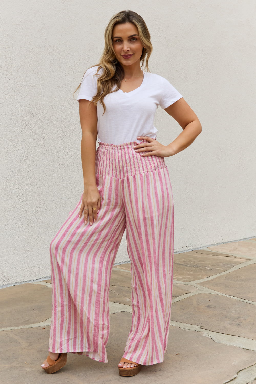 HEYSON Full Size Wide Leg Striped Palazzo Pants