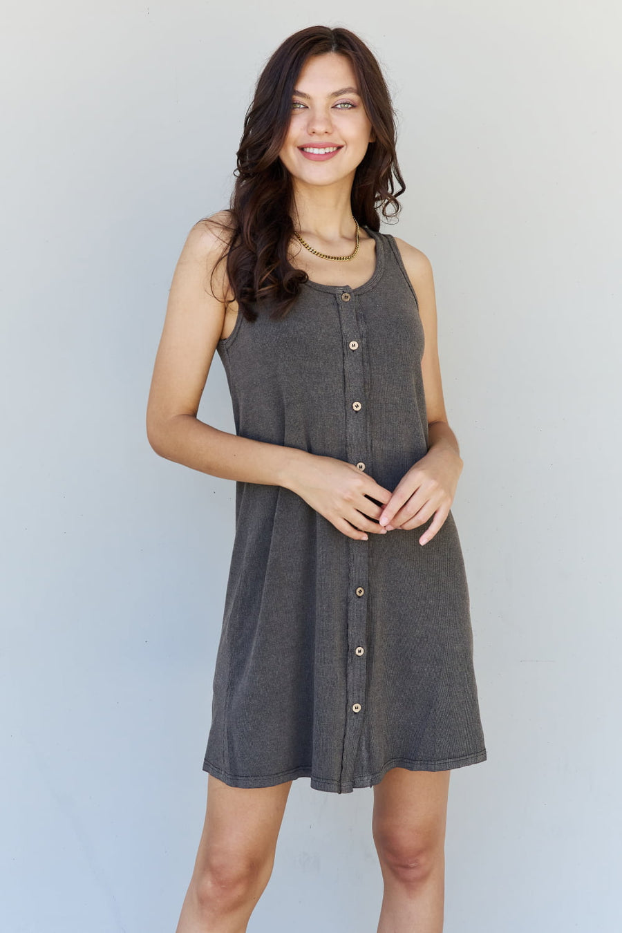 HEYSON All About Comfort Sleeveless Button Down Midi Dress