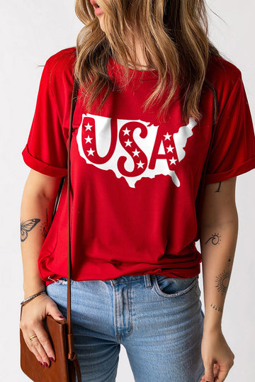 USA Graphic Round Neck T-Shirt