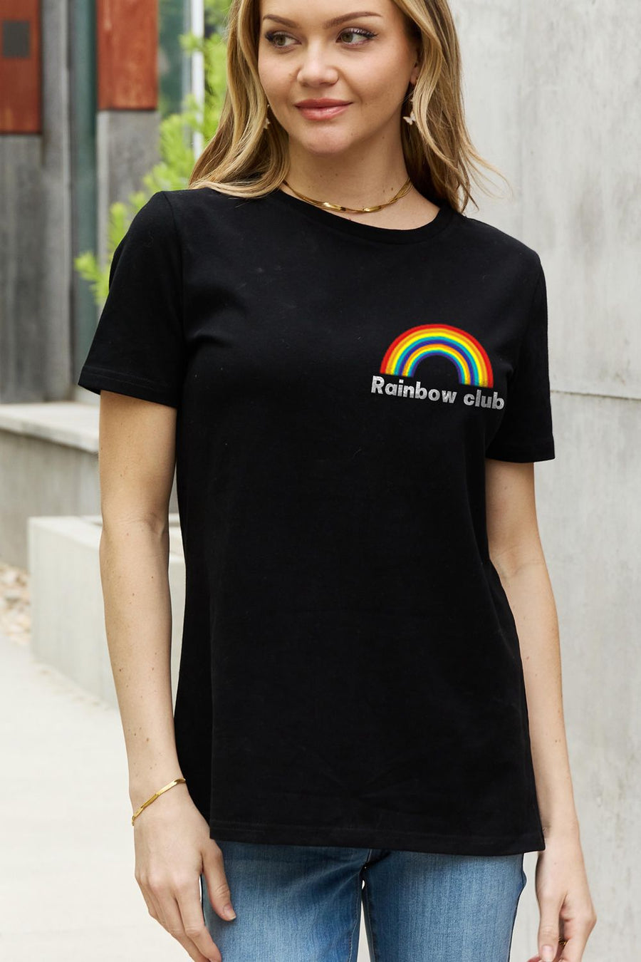 Simply Love Full Size RAINBOW CLUB Graphic Cotton Tee