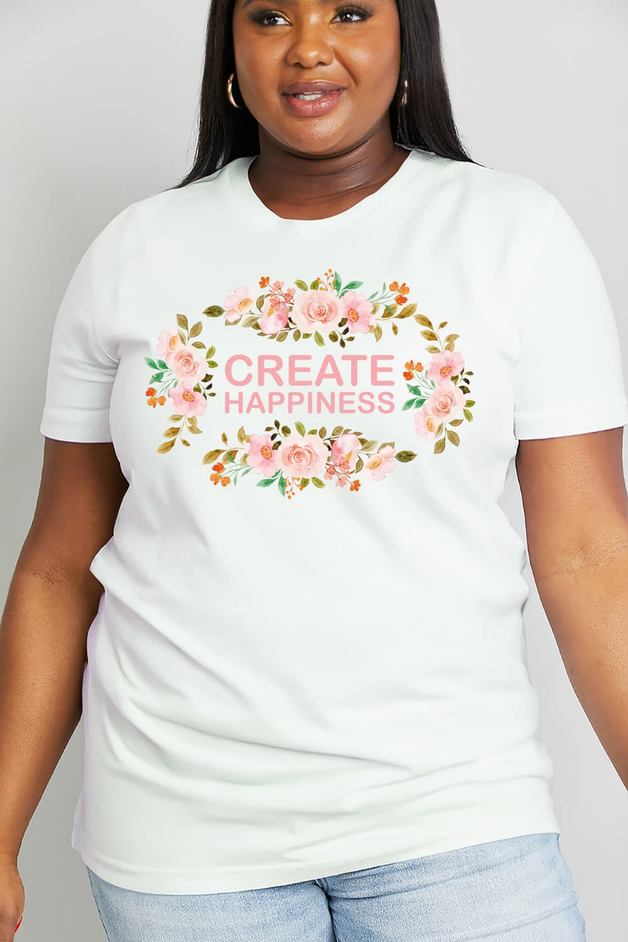 Simply Love Full Size CREATE HAPPINESS Graphic Cotton Tee Algernon