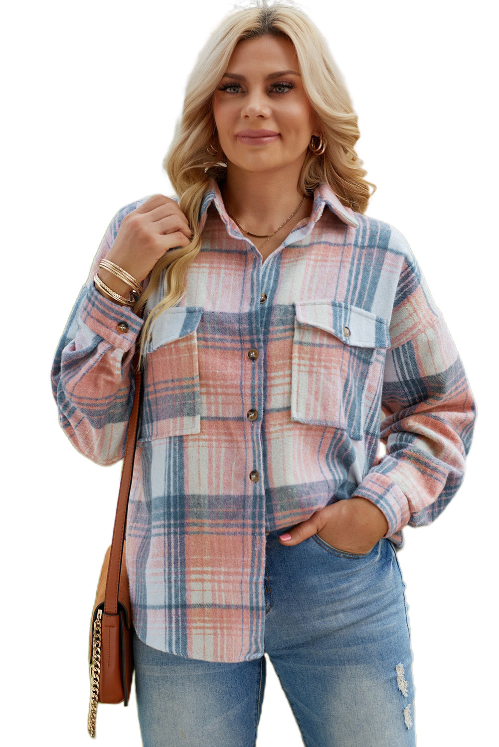 Plaid Dropped Shoulder Shacket