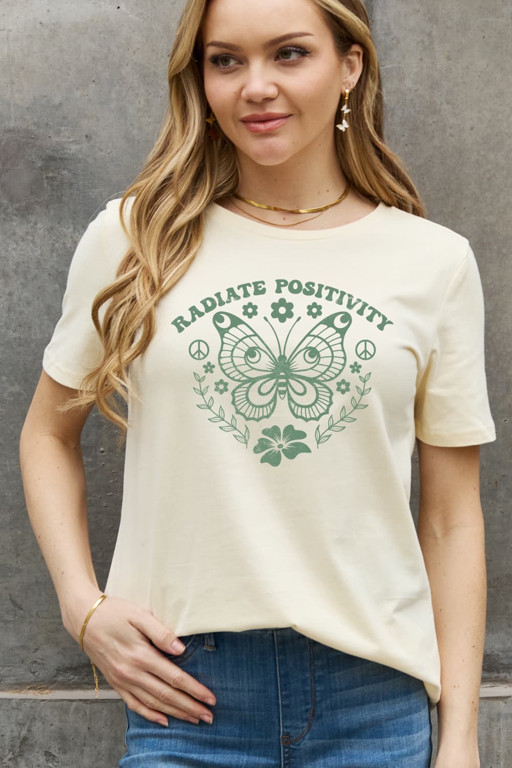 Simply Love Full Size RADIATE POSITIVITY Graphic Cotton Tee