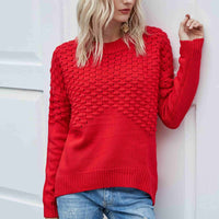 Pom-Pom Drop Shoulder Ribbed Trim Sweater