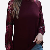 Long Raglan Sleeve Round Neck Tee